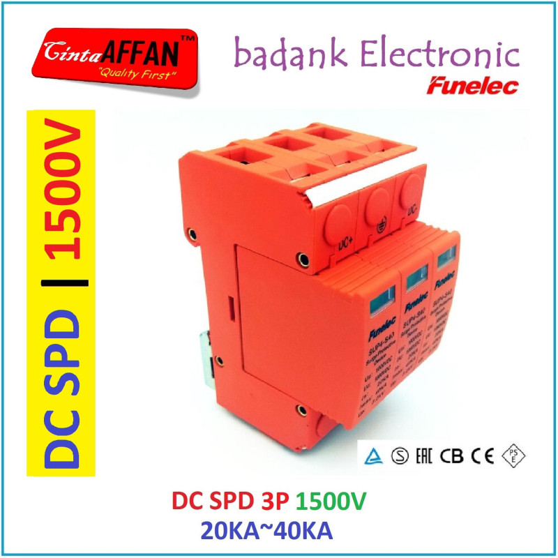 DC SPD 3P 1500V 20-40KA Surge Arrester Protect Device Solar Cell Surya